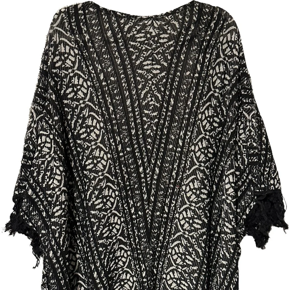 Free People Tapestry Fringe Kimono Cardigan Boho Whimsigoth Festival XS/S